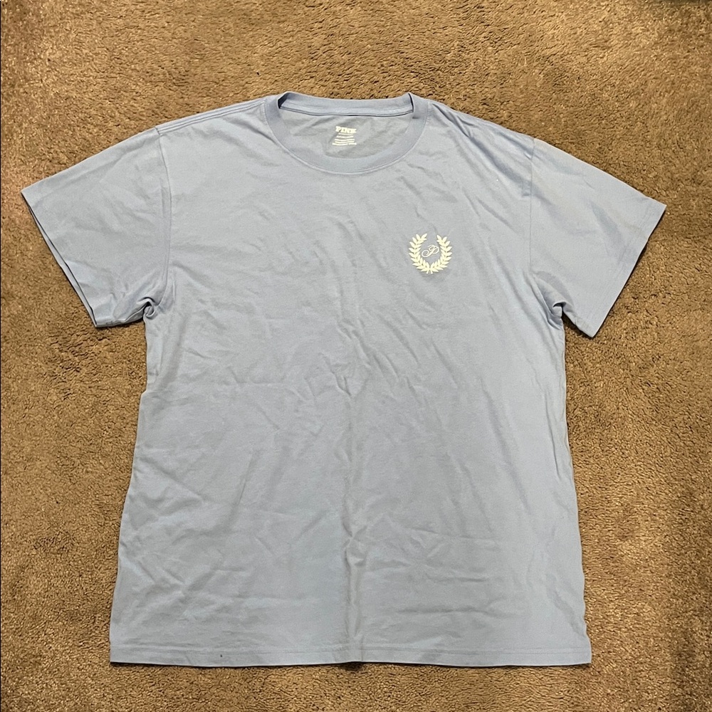 Victoria's Secret Light Blue (Periwinkle) Crewneck Tee with Laurel Emblem